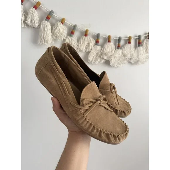 Reformation Annette Toasted Coconut Brown Moccasin Suede Leather Neutral 9.5 - Picture 3 of 9